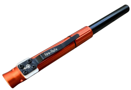 Waterproof tinder storage compartment of the Fire Flute with slow-burning tabs