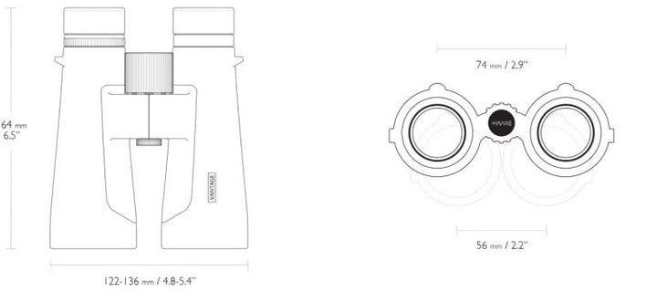 Top view showing twist-up eyecups and diopter adjustment on the Vantage 12×50