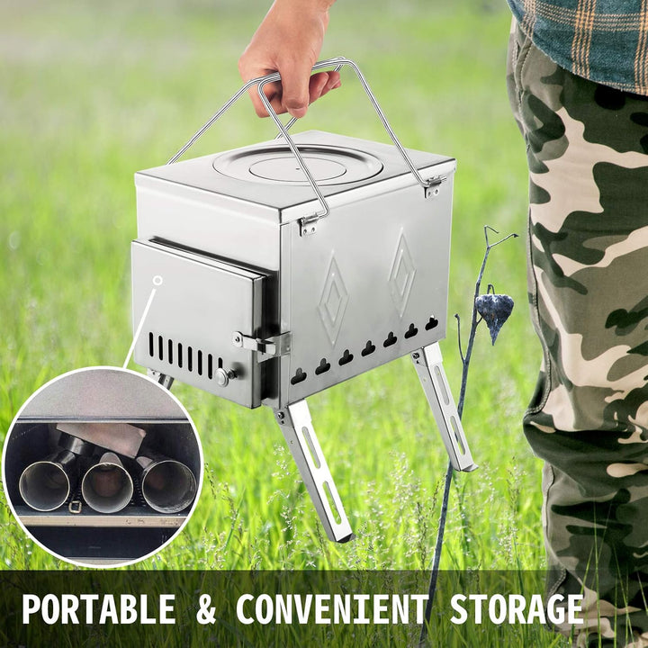Chimney pipe sections and elbow included with VEVOR camping wood stove