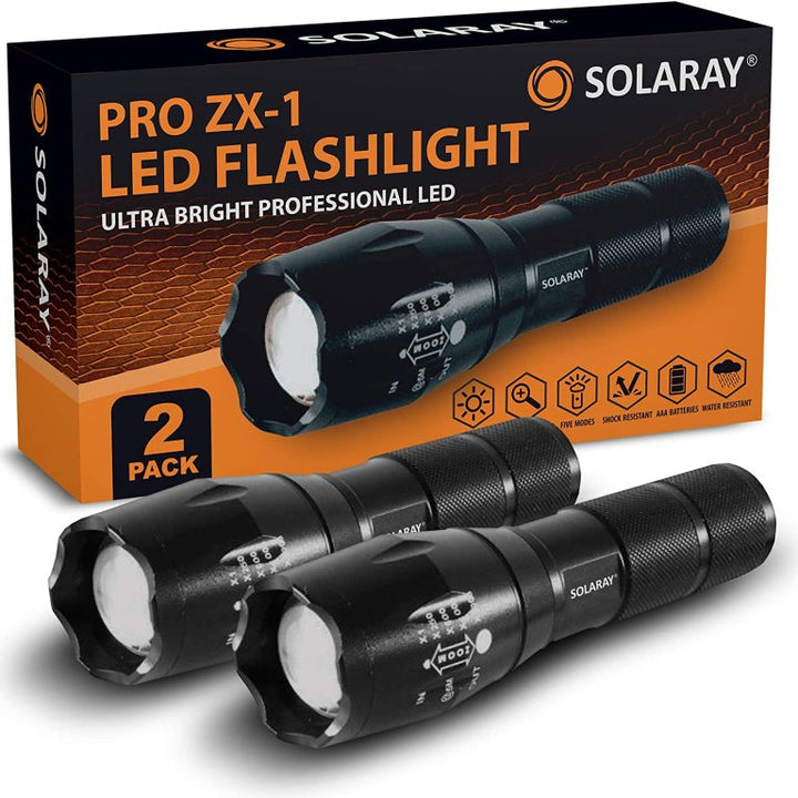 Adjustable focus on the ZX-1 flashlight showing wide flood to long-range spot beam pattern