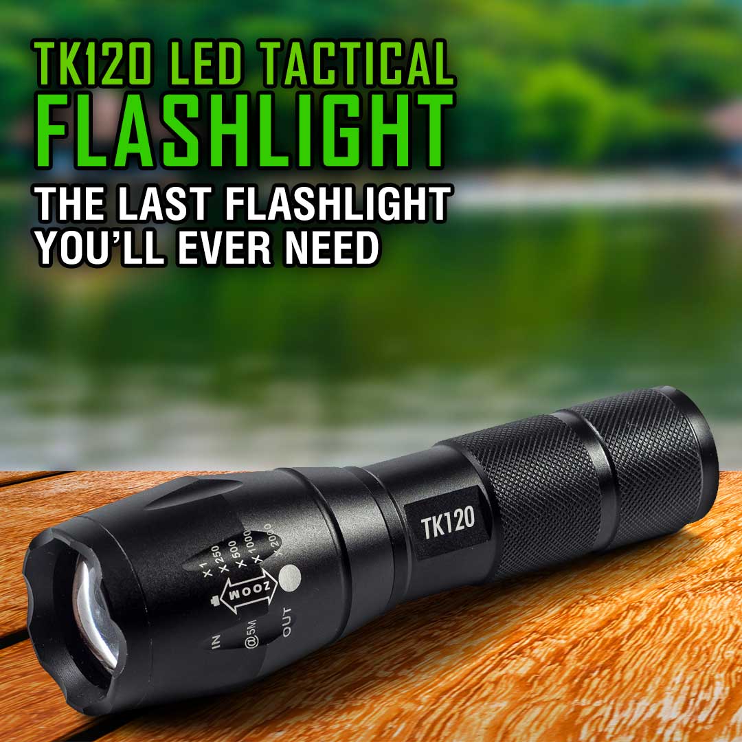 TK120 LED Tactical Flashlight – Zoomable, 5 Modes with Strobe & SOS - BSG