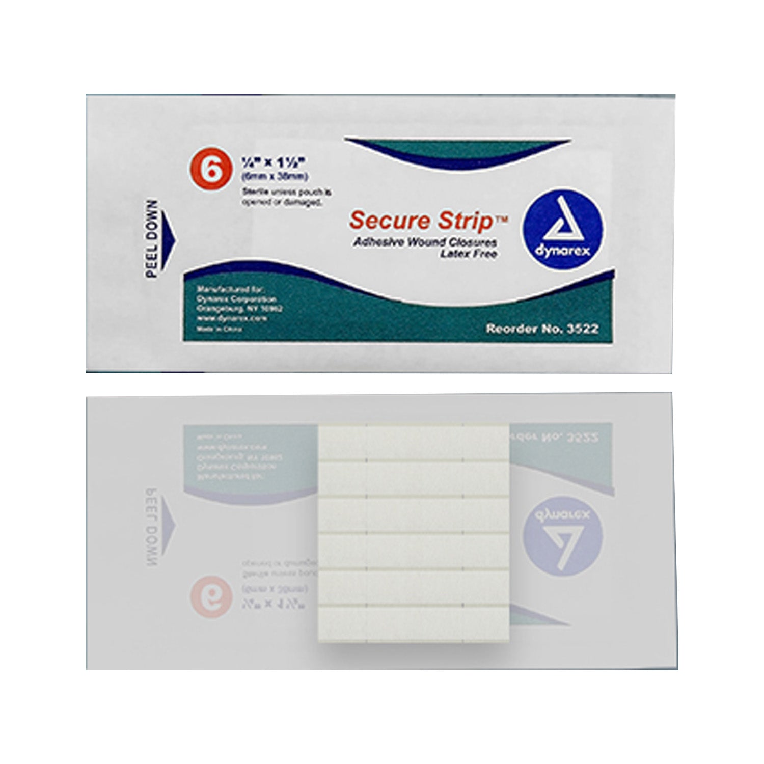 Cierres adhesivos para heridas SecureStrip de 1/4" x 1-1/2", 6 por bolsa