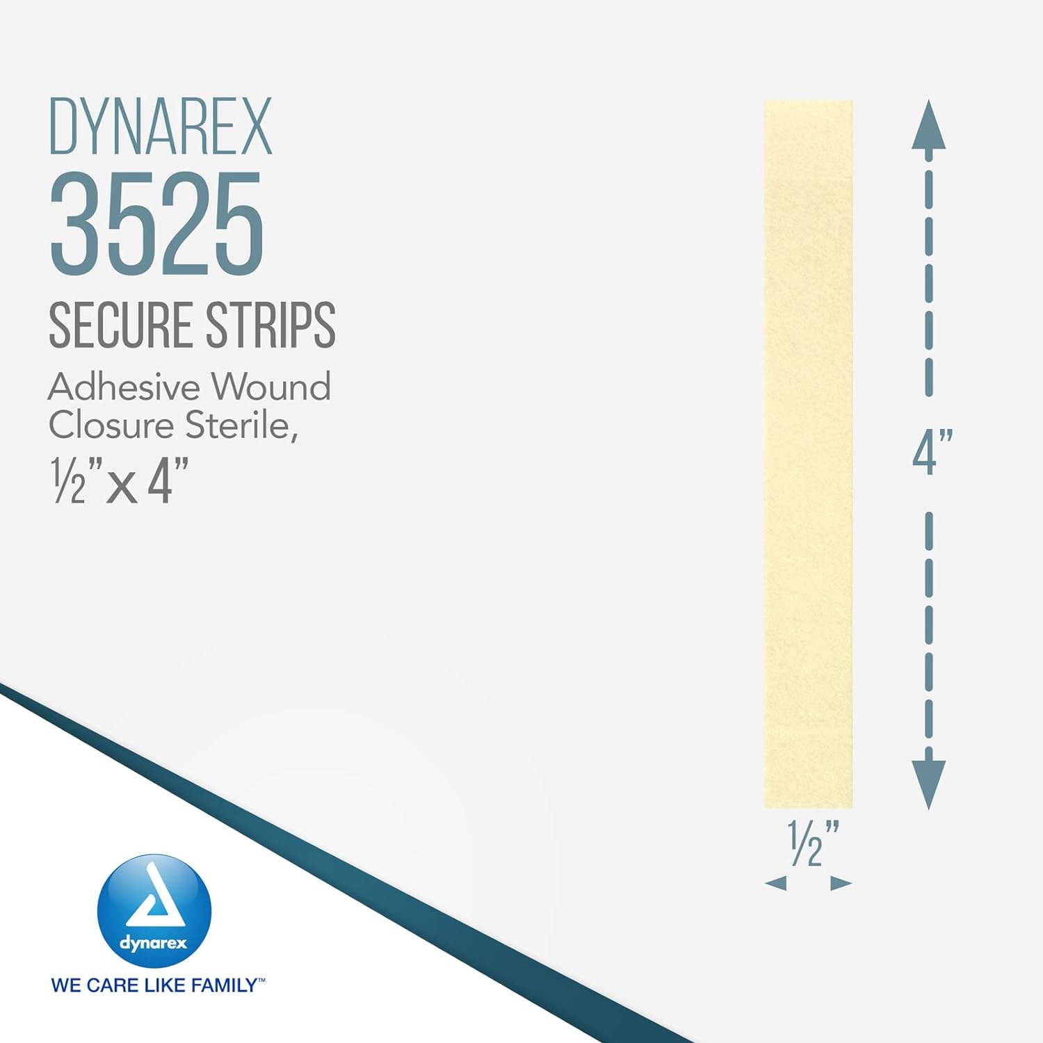 Cierres adhesivos para heridas SecureStrip de 1/2" x 4", 6 por bolsa