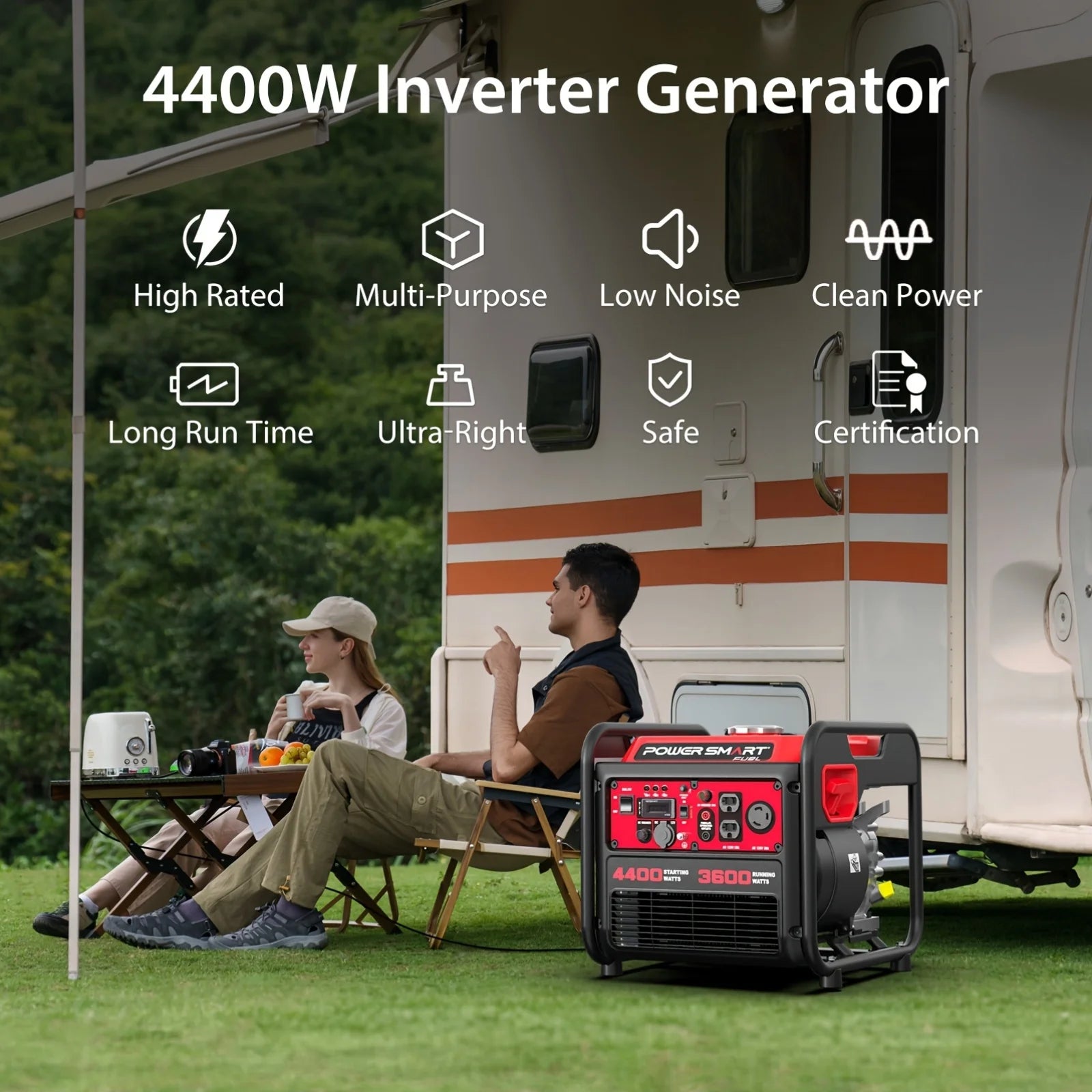 PowerSmart 4400W Portable Inverter Generator – Quiet, Lightweight & RV Ready | BasicSurvivalGear.com