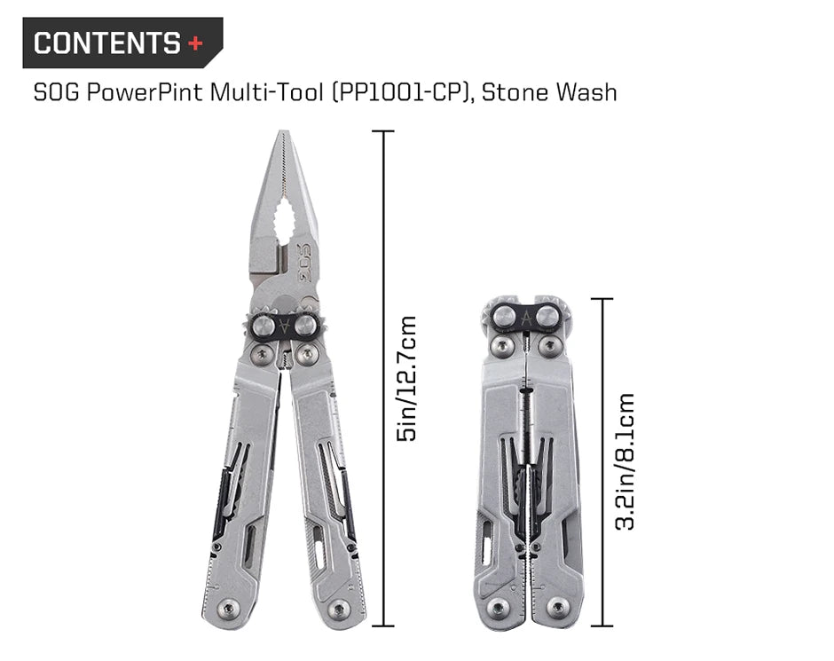 SOG PowerPint 18 - in - 1 Tactical Multi - Tool with Folding Pliers & Knife - Compact EDC Gear for Outdoor Camping, Survival & Hiking - BSG