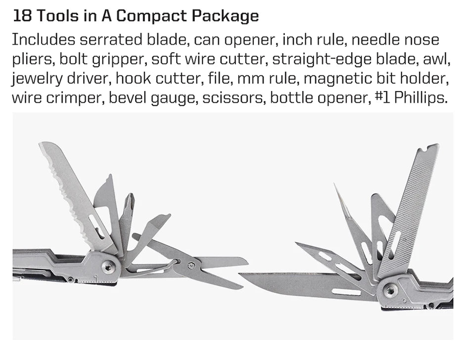 SOG PowerPint 18 - in - 1 Tactical Multi - Tool with Folding Pliers & Knife - Compact EDC Gear for Outdoor Camping, Survival & Hiking - BSG