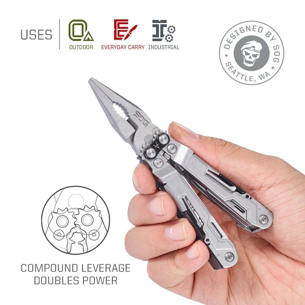 SOG PowerPint 18 - in - 1 Tactical Multi - Tool with Folding Pliers & Knife - Compact EDC Gear for Outdoor Camping, Survival & Hiking - BSG