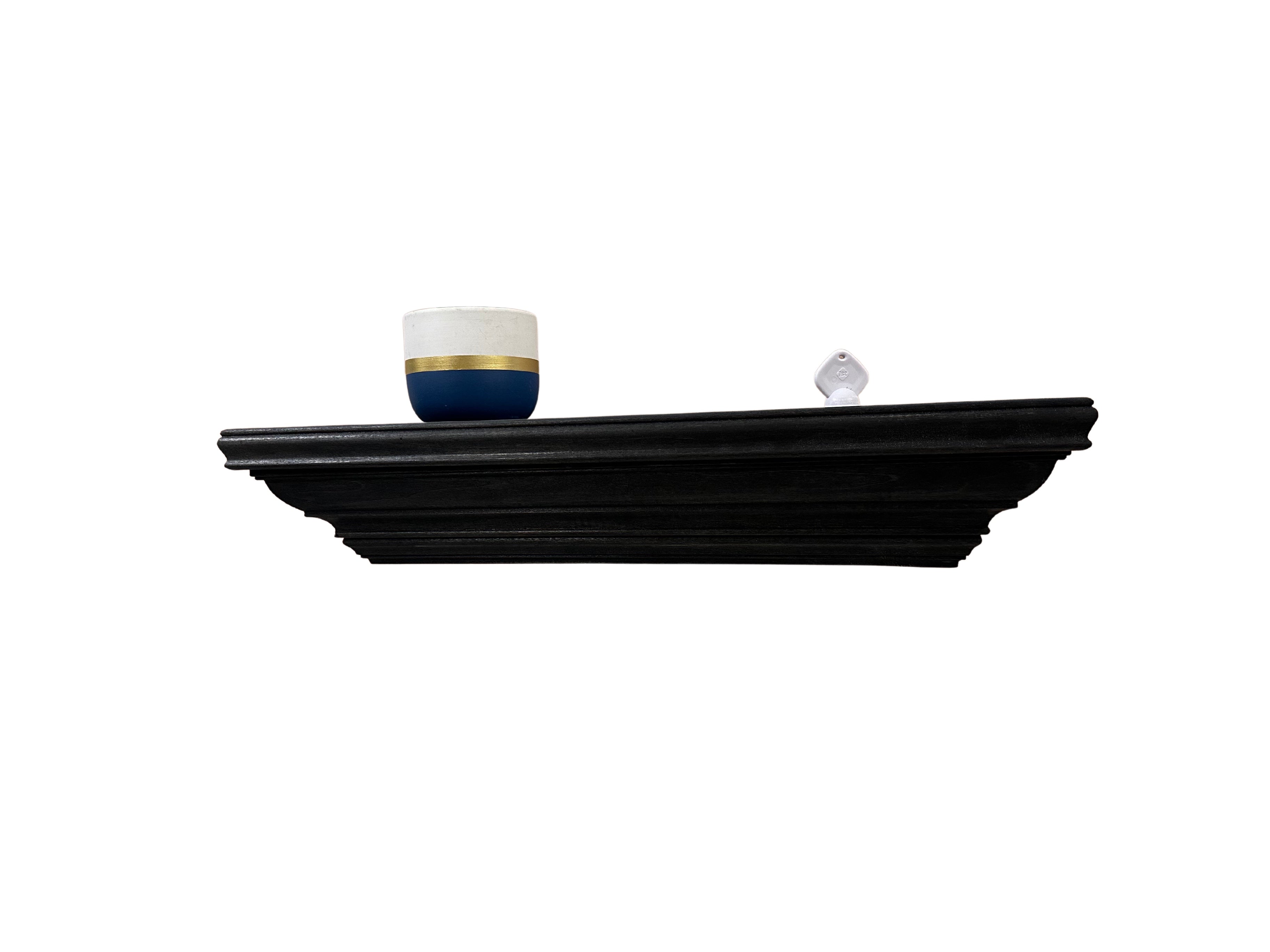 Black Concealed Gun Storage Wooden Floating Shelf With Magnetic Lock