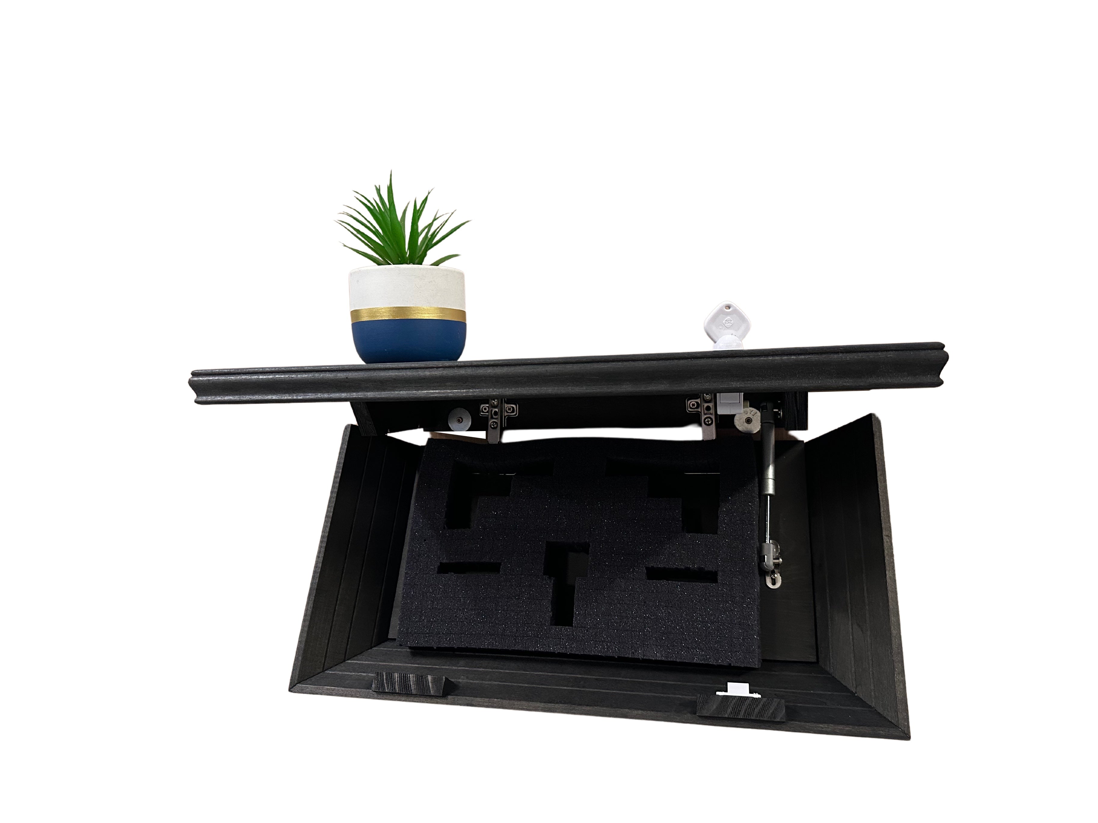 Black Concealed Gun Storage Wooden Floating Shelf With Magnetic Lock
