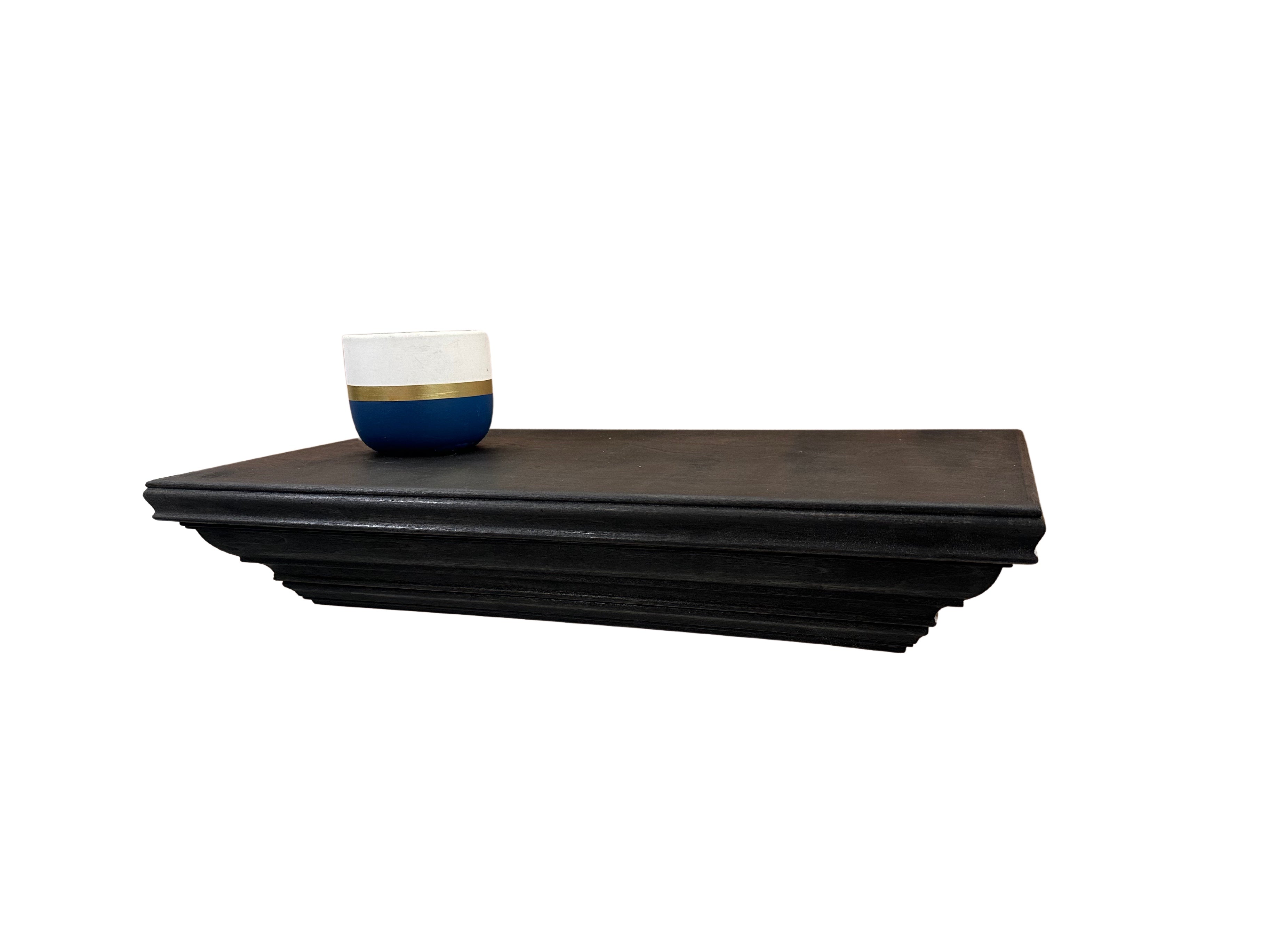 Black Concealed Gun Storage Wooden Floating Shelf With Magnetic Lock
