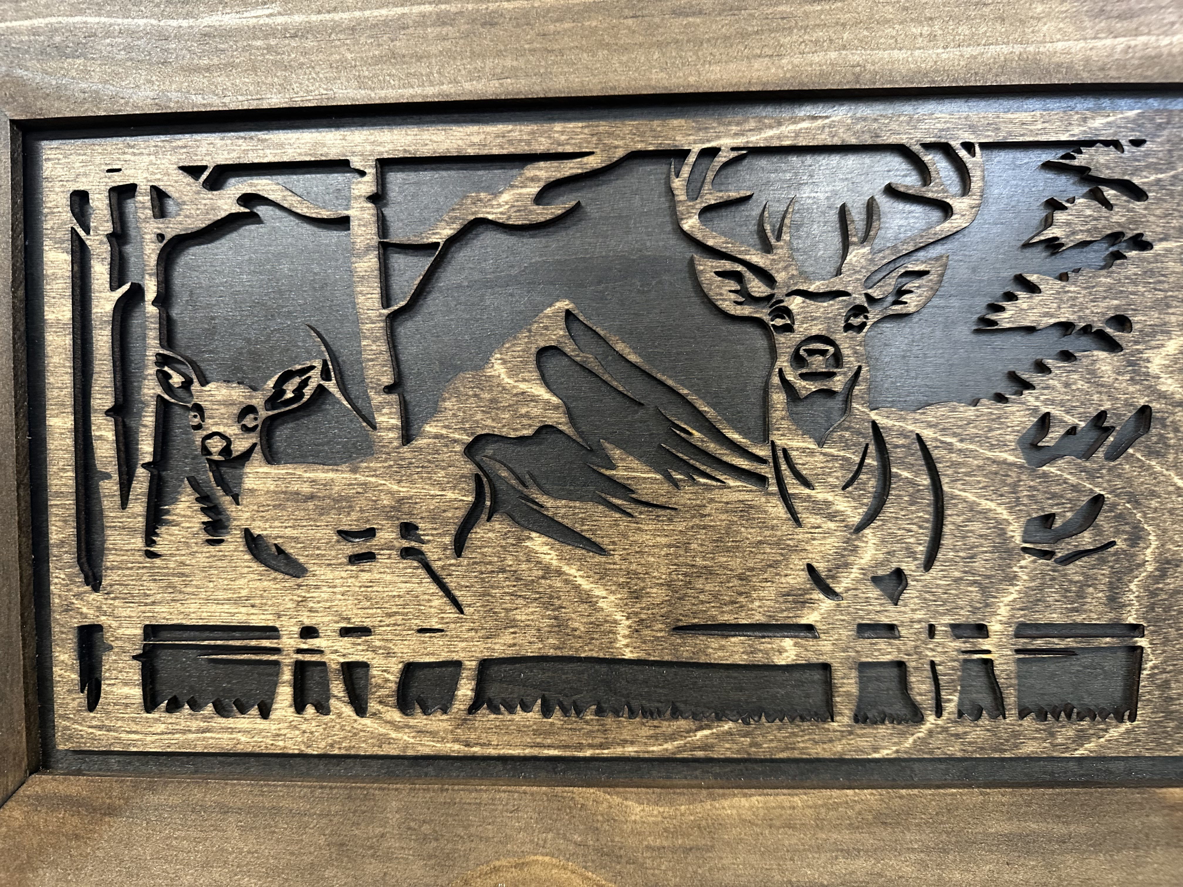 Buck and Doe in The Woods Gun Concealment Furniture - Handcrafted Hidden Gun Storage Wall Decor - Hidden Gun Shelf with Magnetic Lock for Quick Access