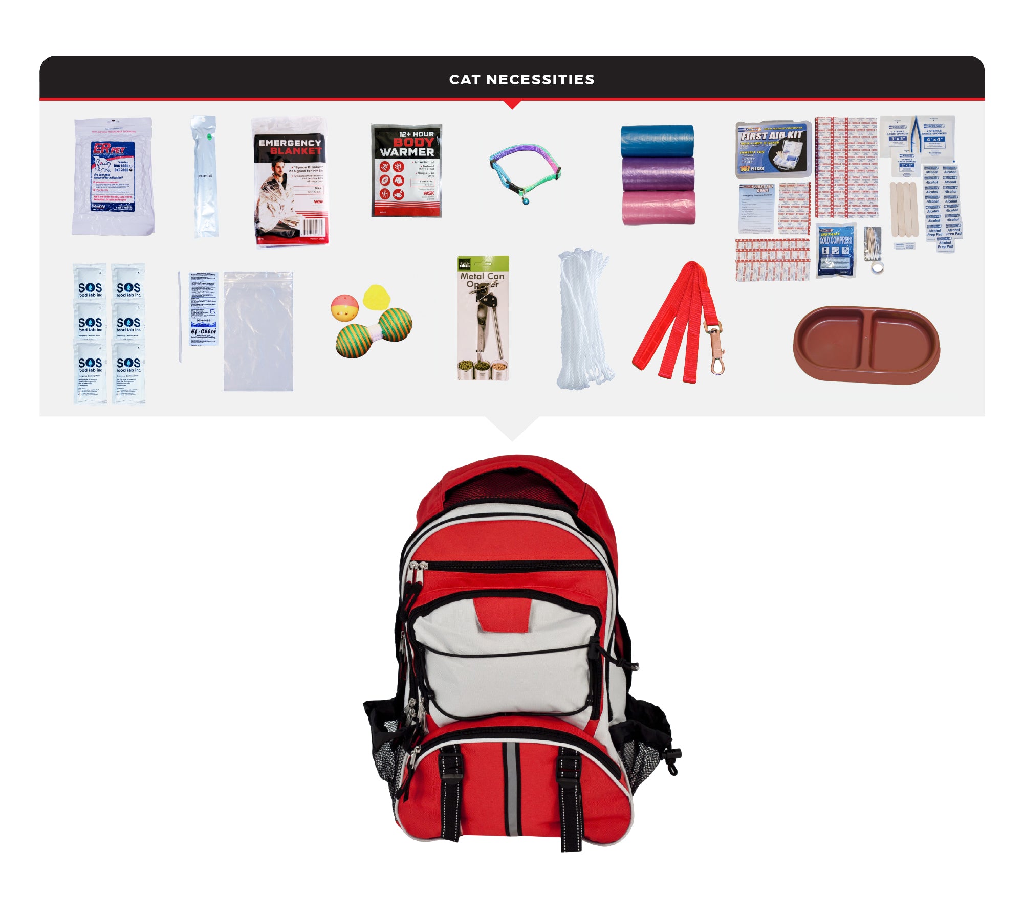 Kit de supervivencia de lujo para gatos, mochila