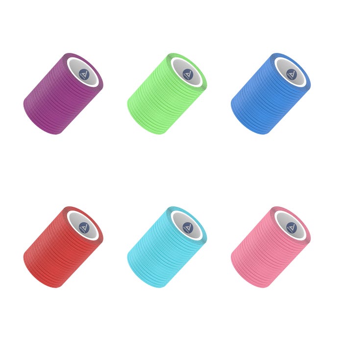 Vendaje autoadhesivo Dynarex Sensi Wrap - Arcoíris, 6 de cada color, 2" x 5 yardas, 36 unidades