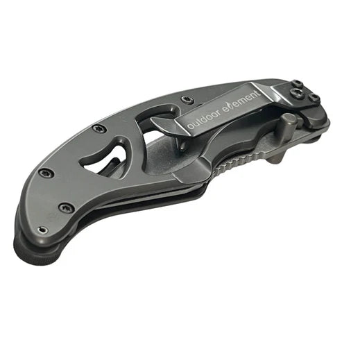 Folding knife with 'Outdoor Element' branding on a white background
