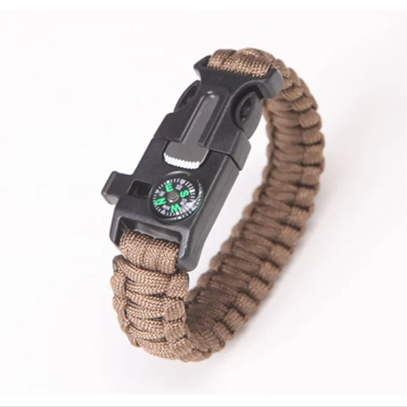 Pulsera de paracord de supervivencia de 4 mm, herramientas militares de emergencia, paracord de 550 lb, para acampar, senderismo, rescate, cuerda de mano, brújula, silbato.