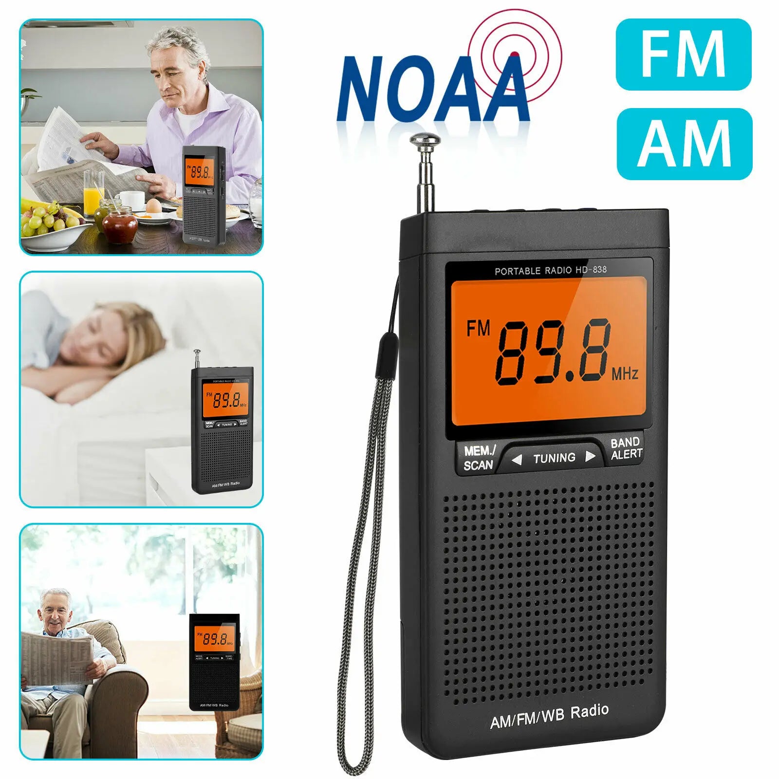 Am Fm Weather Radio Portable Emergency Pocket Radio Mini Handheld Radio Receiver With Weather Warning NOAA AM FM Weather Radio