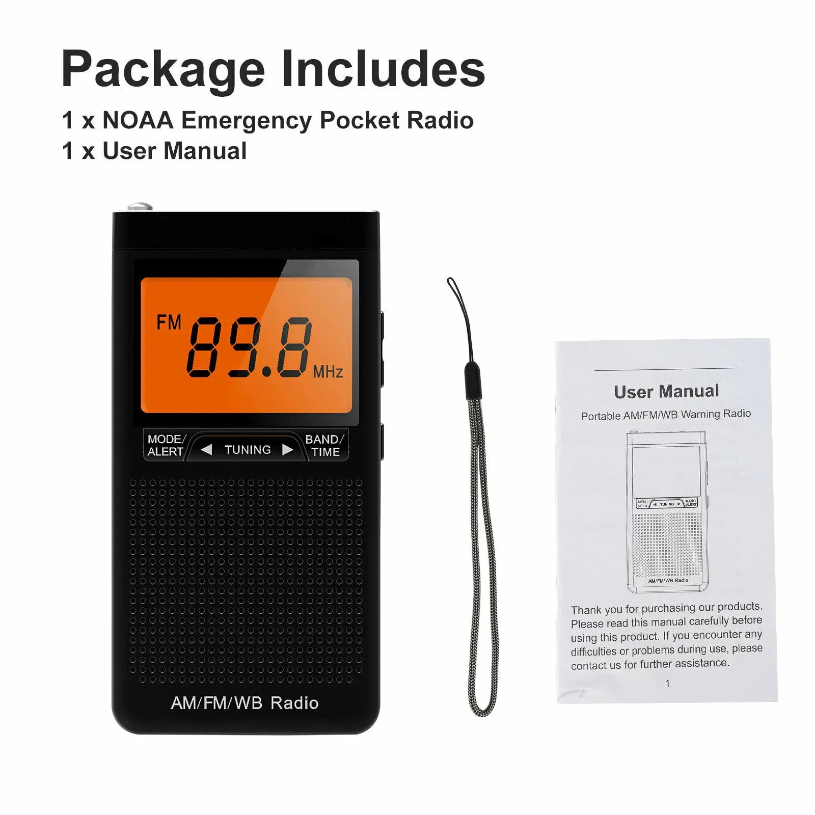 Am Fm Weather Radio Portable Emergency Pocket Radio Mini Handheld Radio Receiver With Weather Warning NOAA AM FM Weather Radio
