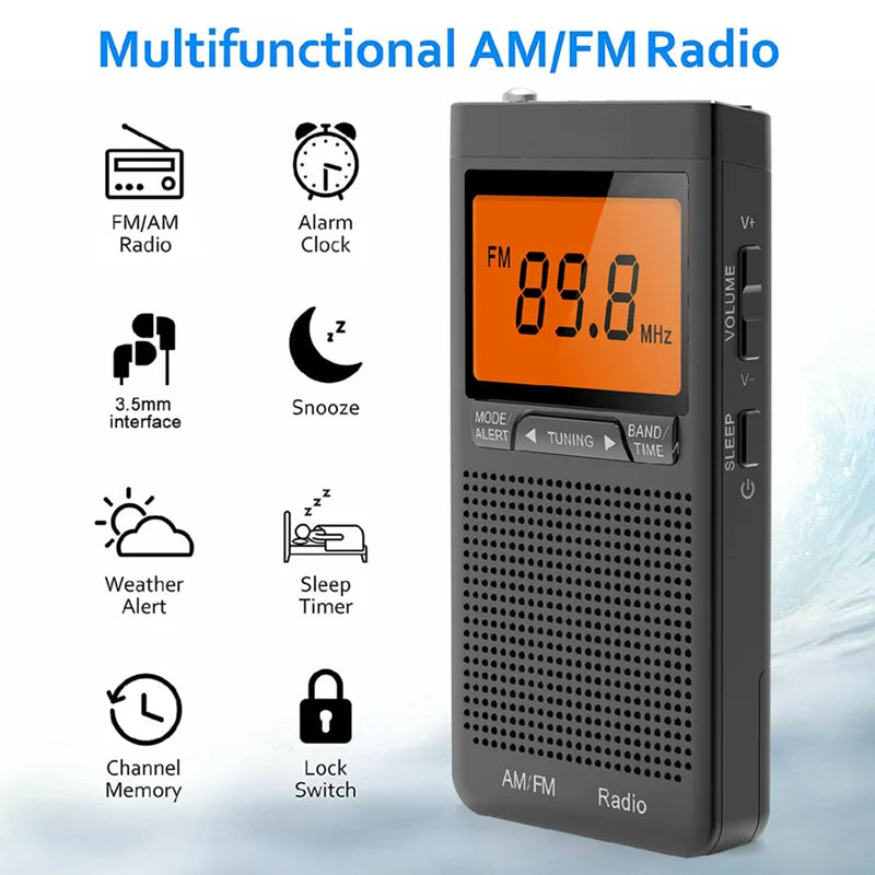 Radio meteorológica AM FM, radio portátil de bolsillo para emergencias, mini receptor de radio portátil con alerta meteorológica, radio meteorológica AM FM NOAA.