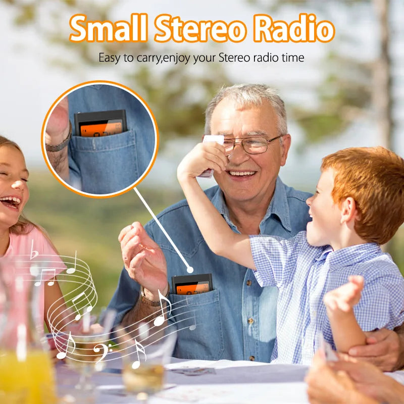Radio Portable AM FM Radio Mini Emergency Handheld Pocket Built-in Speaker Weather Radio Station With Headphone Jack Alarm Clock