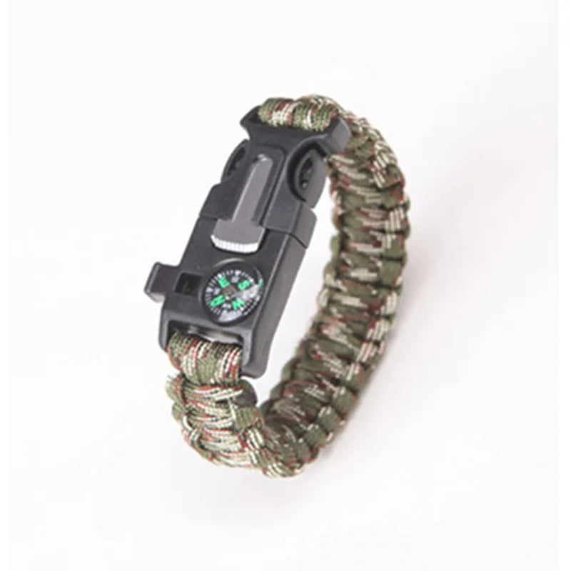 Pulsera de paracord de supervivencia de 4 mm, herramientas militares de emergencia, paracord de 550 lb, para acampar, senderismo, rescate, cuerda de mano, brújula, silbato.