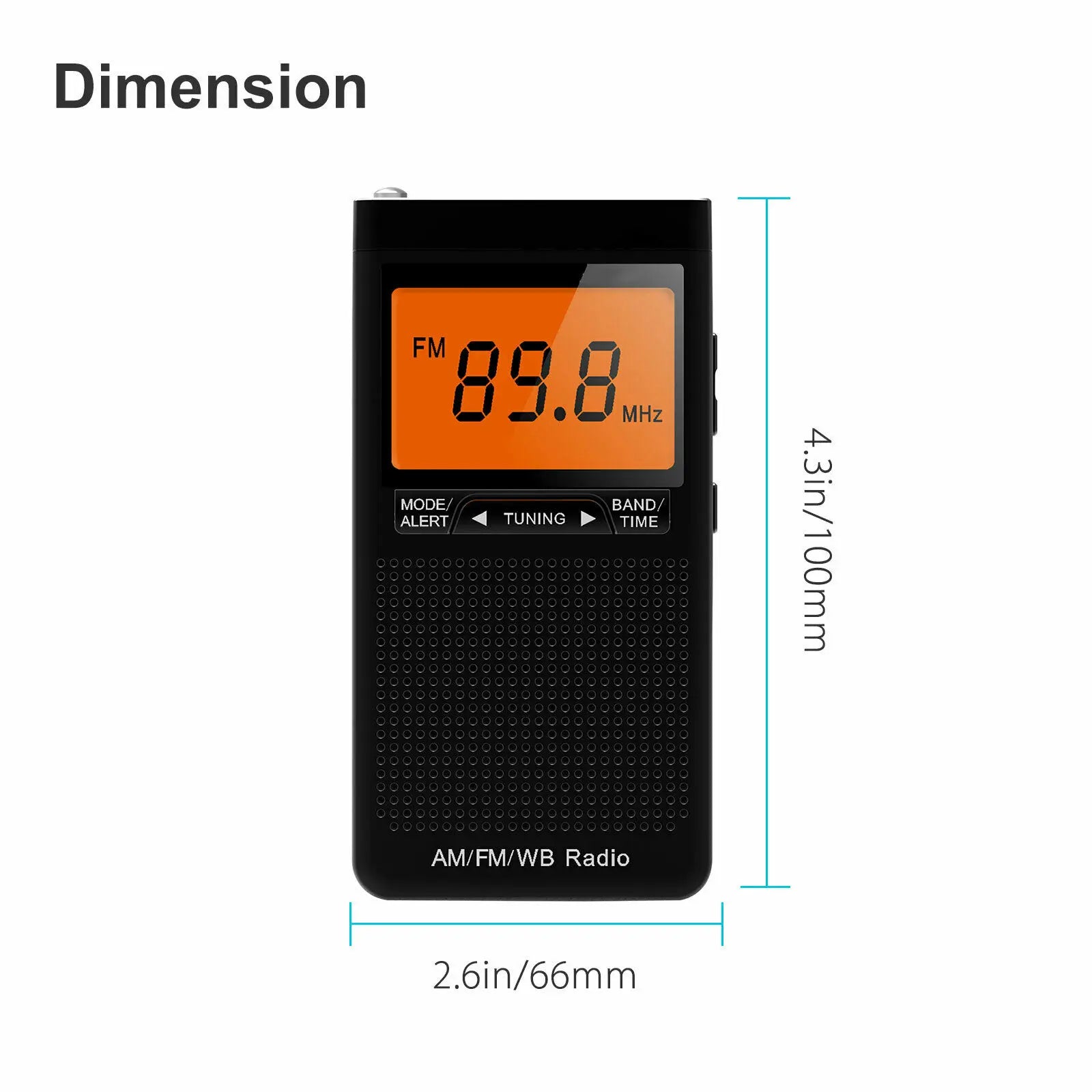 Radio Portable AM FM Radio Mini Emergency Handheld Pocket Built-in Speaker Weather Radio Station With Headphone Jack Alarm Clock