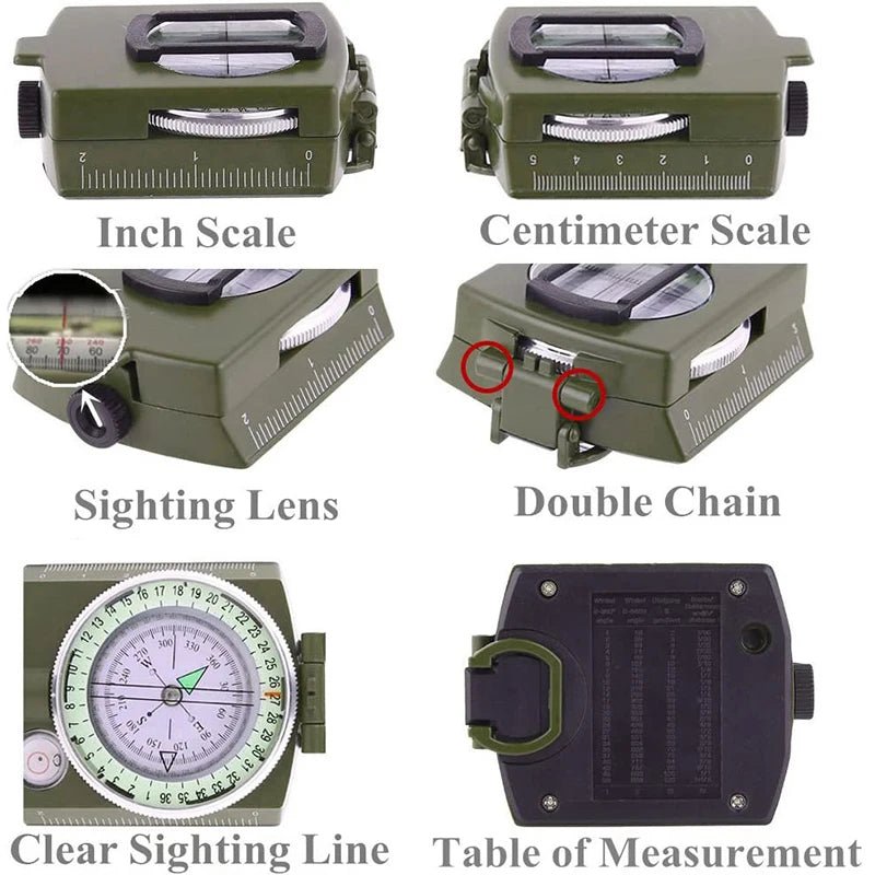Waterproof Compass Outdoor Gadget Sports Goniometer Camping Hiking Mountaineering Brand Professional Military Army Metal Sight - BSG