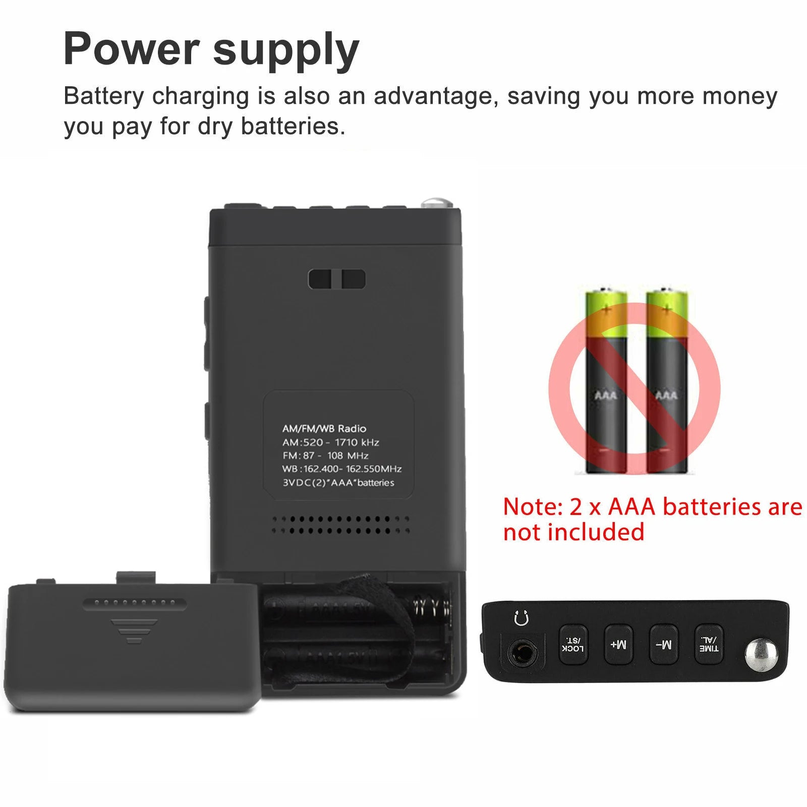 Radio Portable AM FM Radio Mini Emergency Handheld Pocket Built-in Speaker Weather Radio Station With Headphone Jack Alarm Clock