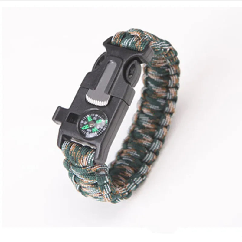 Pulsera de paracord de supervivencia de 4 mm, herramientas militares de emergencia, paracord de 550 lb, para acampar, senderismo, rescate, cuerda de mano, brújula, silbato.