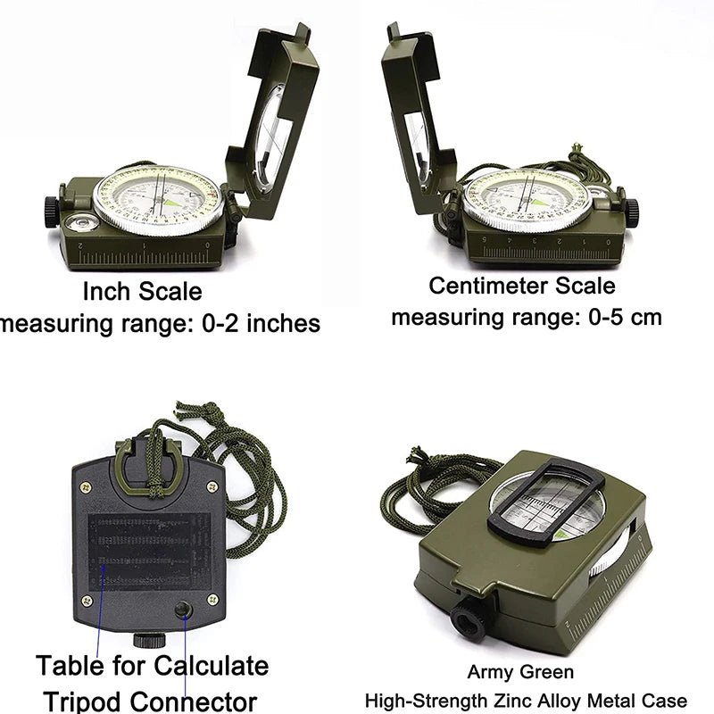 Waterproof Compass Outdoor Gadget Sports Goniometer Camping Hiking Mountaineering Brand Professional Military Army Metal Sight - BSG