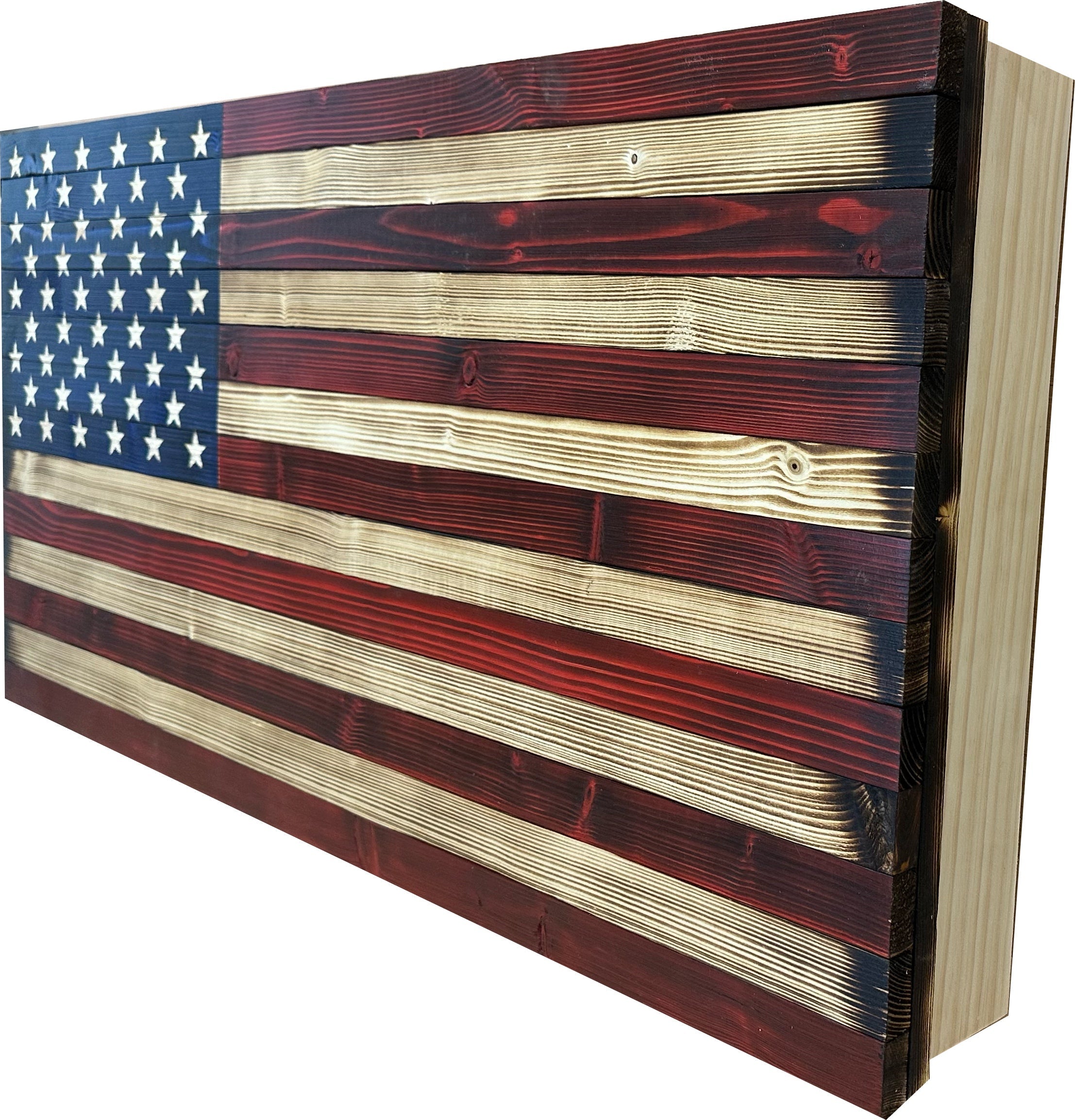 Large American Flag Hidden Gun Safe with Magnetic Lock (Red and Blue)