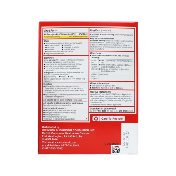 Tylenol extrafuerte, 100/caja