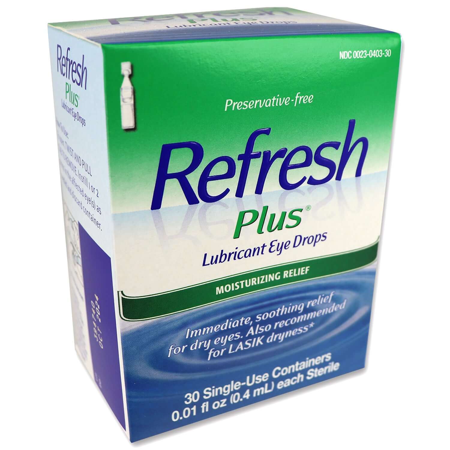 Gotas lubricantes para los ojos, 30 ampollas por caja