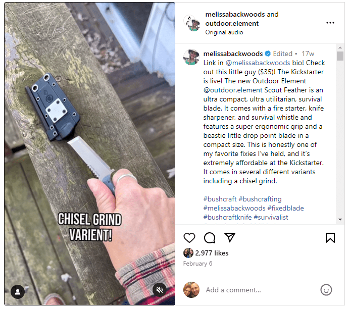 Flicker Feather Survival EDC Chisel Blade - BSG