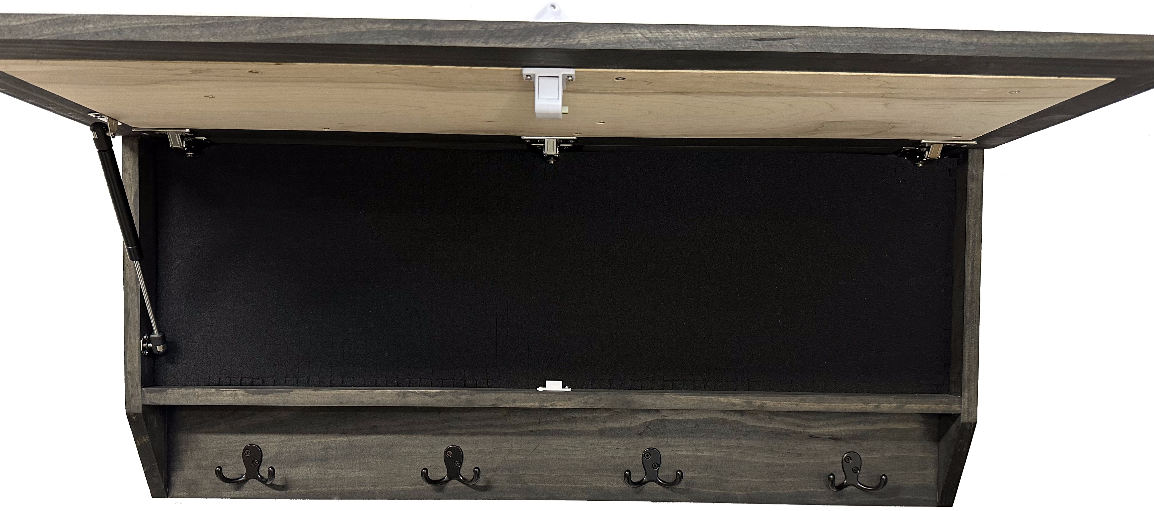 Mountain & Tree Wooden Coat Rack with Hidden Gun Storage Compartment