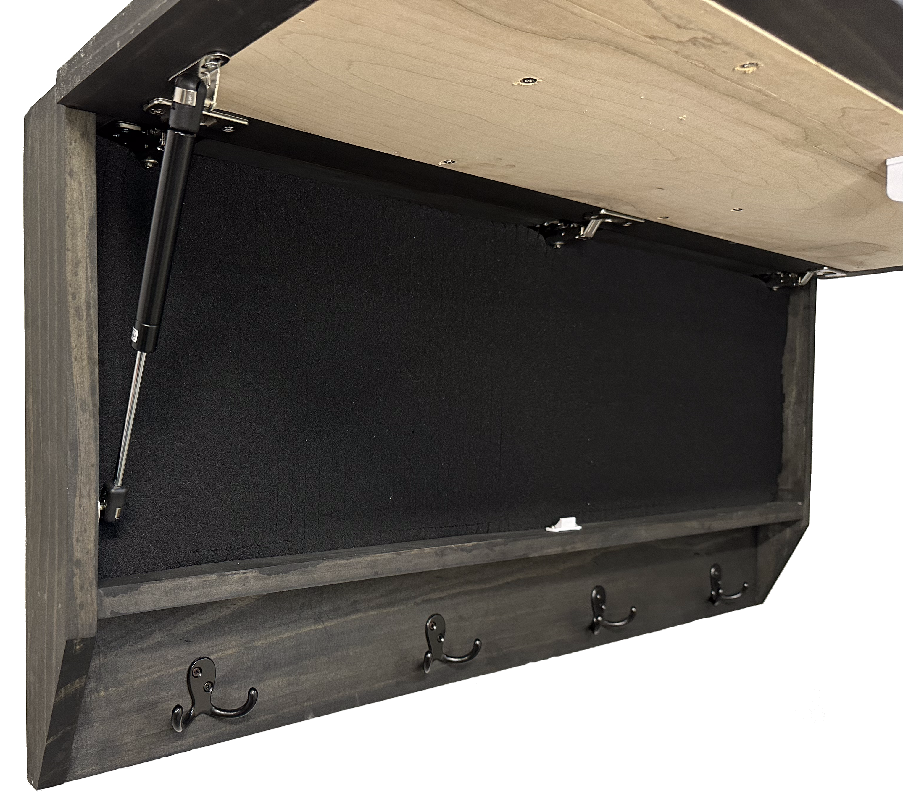 Mountain & Tree Wooden Coat Rack with Hidden Gun Storage Compartment