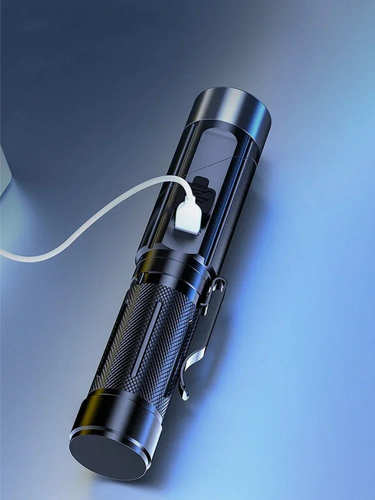 LED Flashlight USB Rechargeable Magnetic Work Light Camping Emergency Torch WaterproofAuto Repair Outdoor Tactical Super Bright