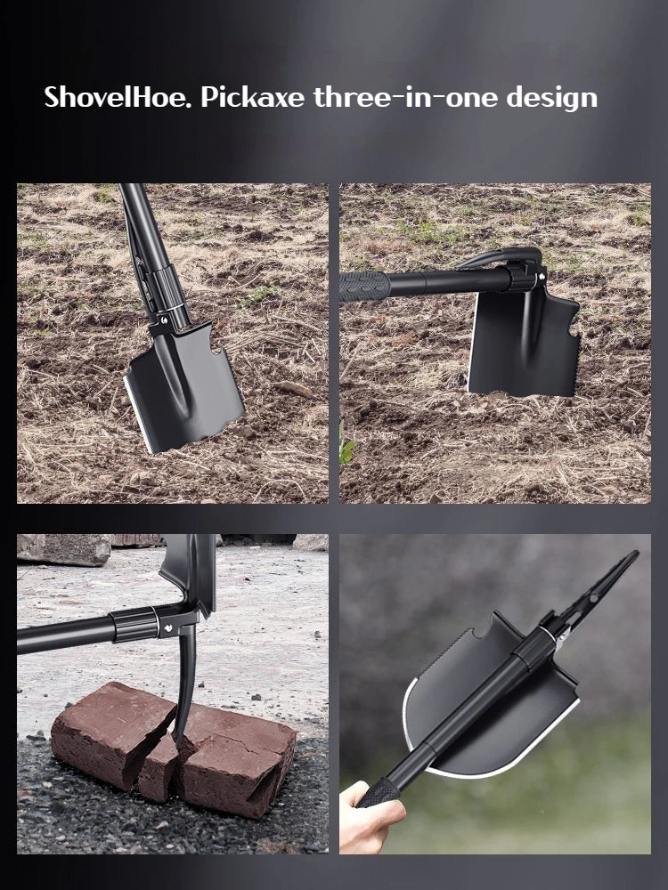 3-in-1 Camping & Survival Shovel – Shovel, Pickaxe, and Hoe