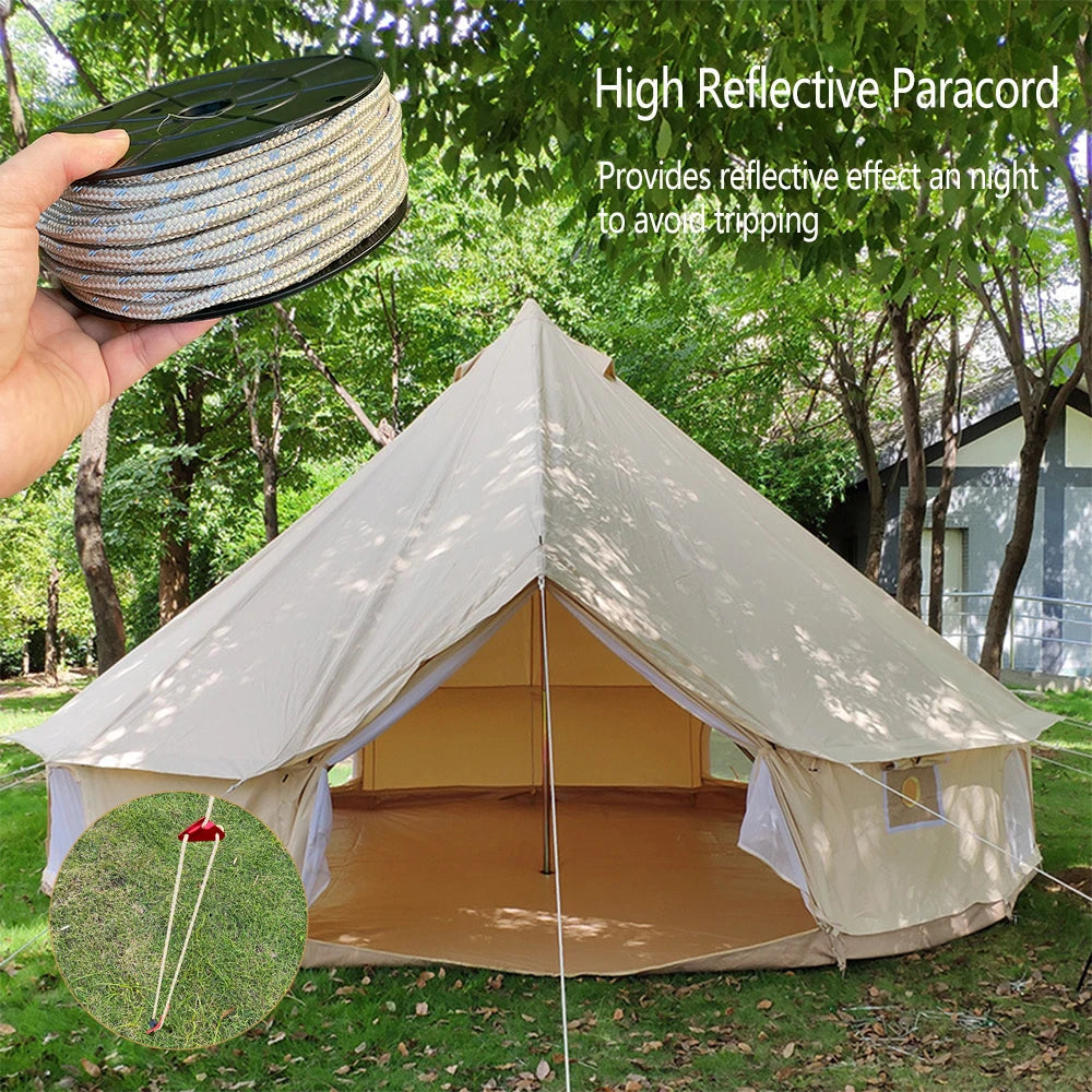 Paracord reflectante de 30 m, 6 mm, para exteriores, para supervivencia, camping, resistente, para tienda de campaña, tendedero