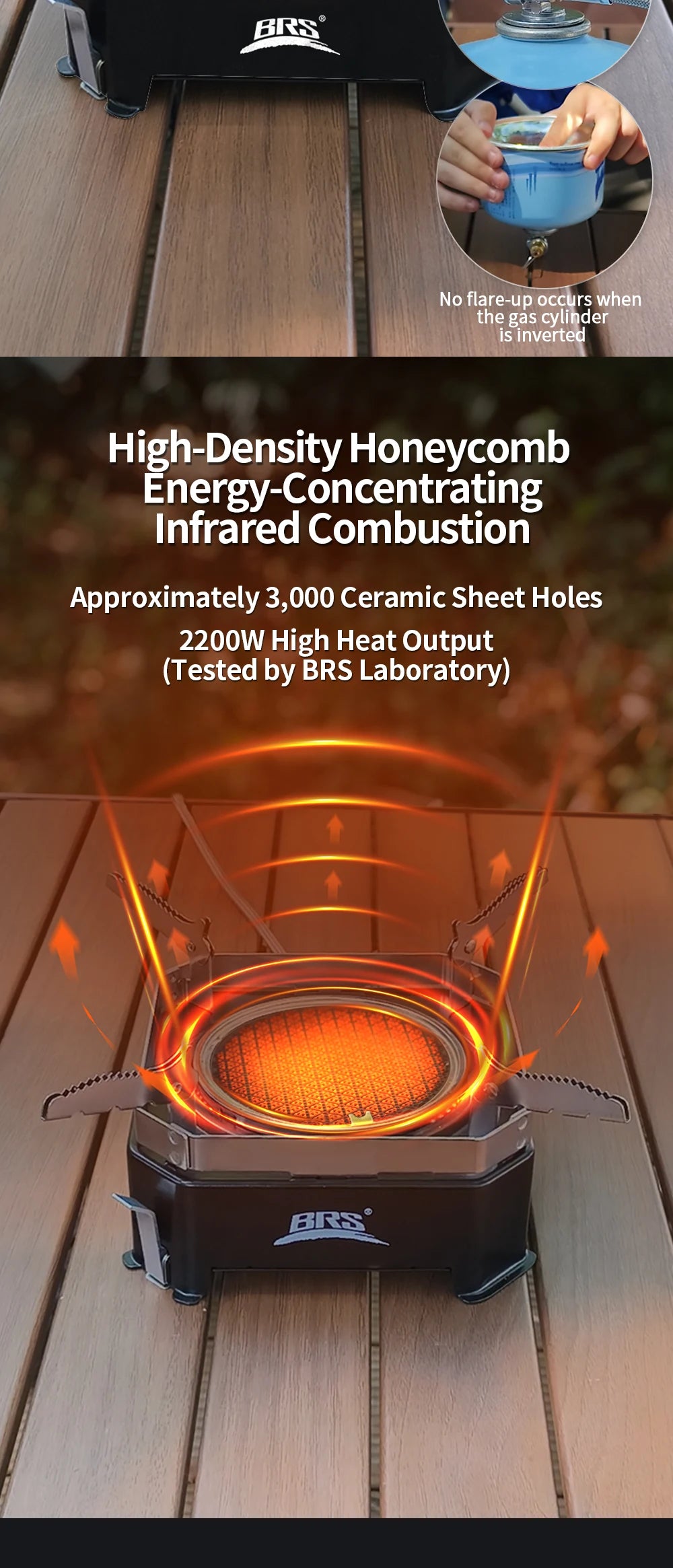 BRS-K007new stable pressure cartridge stove, an outdoor portable stove, camping infrared gas burner head