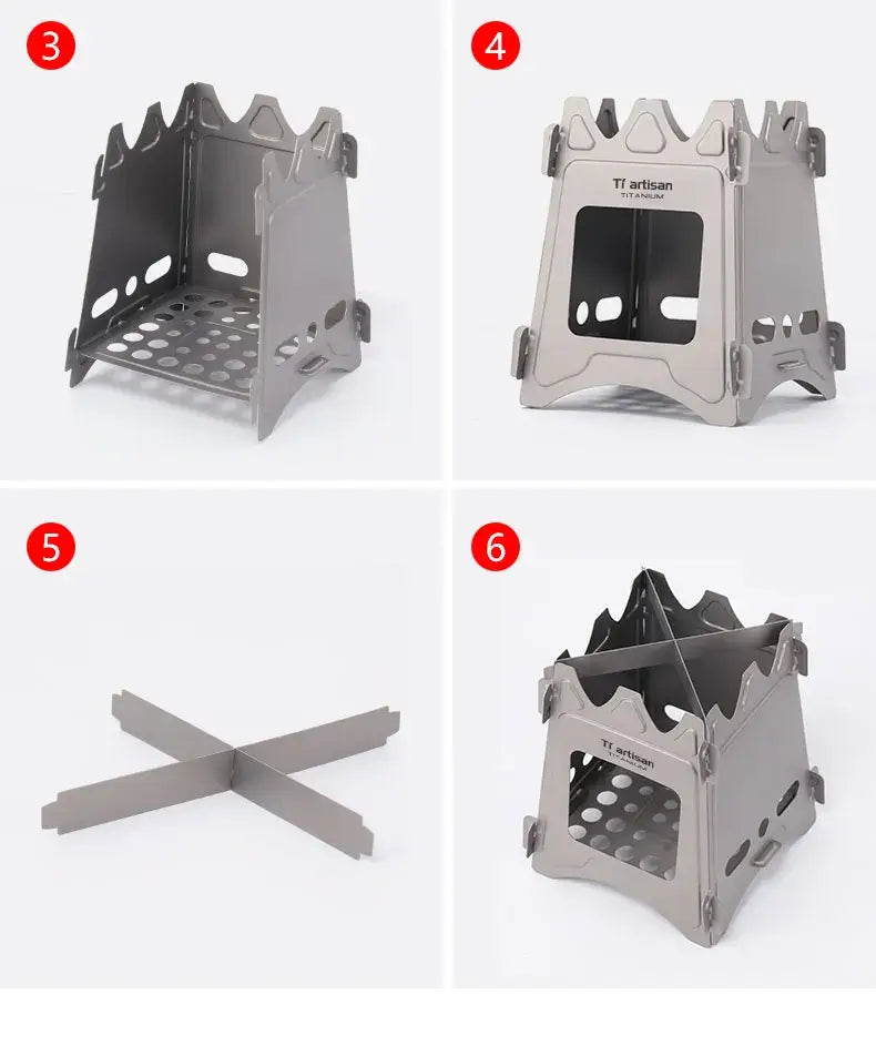 Tiartisan Titanium Outdoor Foldable Wood Stove Hiking Picnic Ultralight Portable Fire Burner Stove Multi-purpose Camping gear