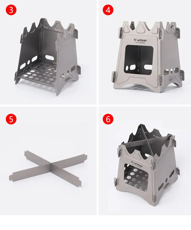Tiartisan Titanium Outdoor Foldable Wood Stove Hiking Picnic Ultralight Portable Fire Burner Stove Multi-purpose Camping gear
