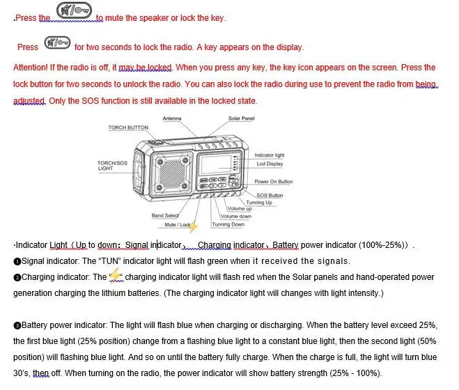 5000mAh Portable Emergency Solar Power Radio Hand Crank Charging AM/FM SW multi BAND Radio Led Reading Flashlight Power Bank