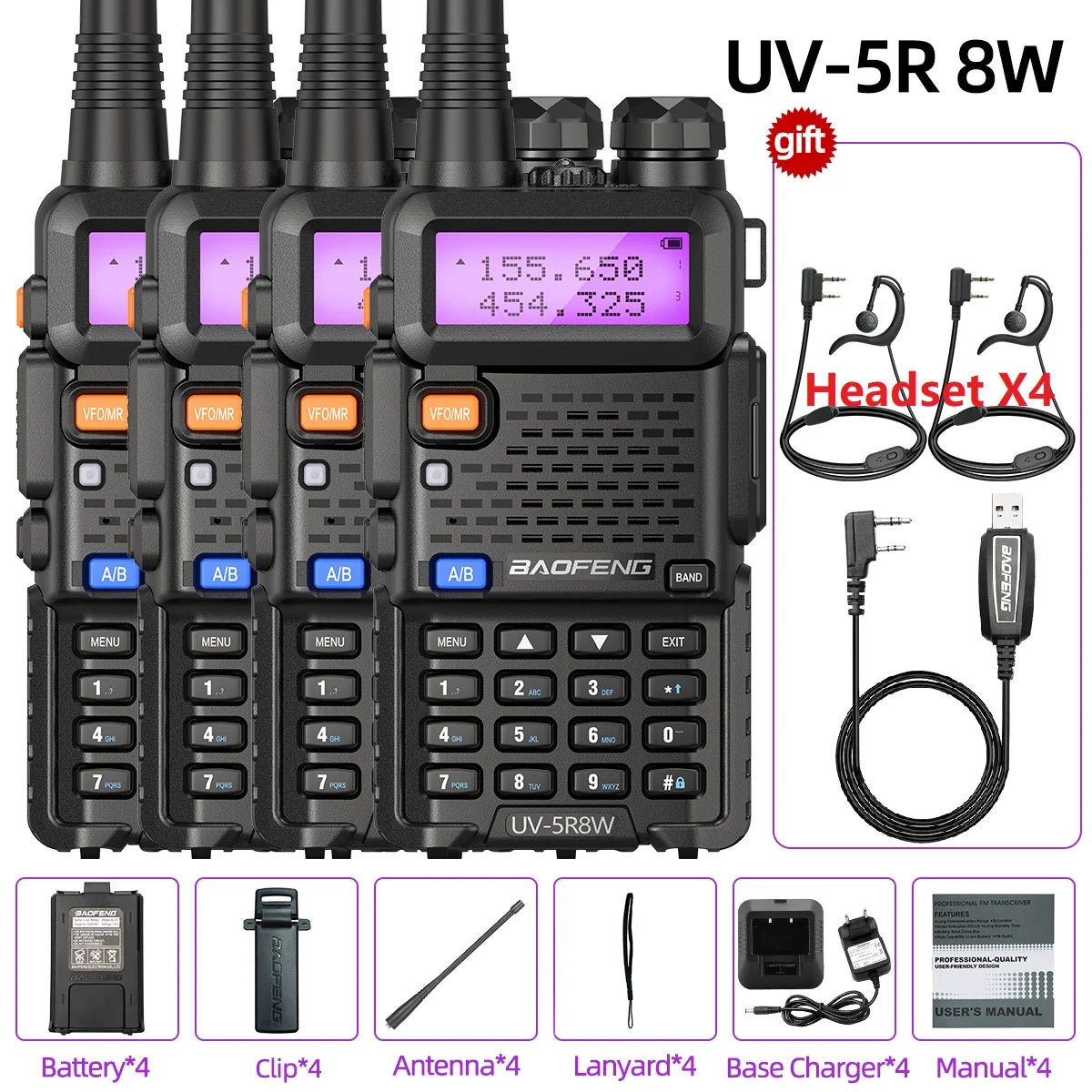 Baofeng UV-5R 8W Dual-Band Long-Range Walkie Talkie