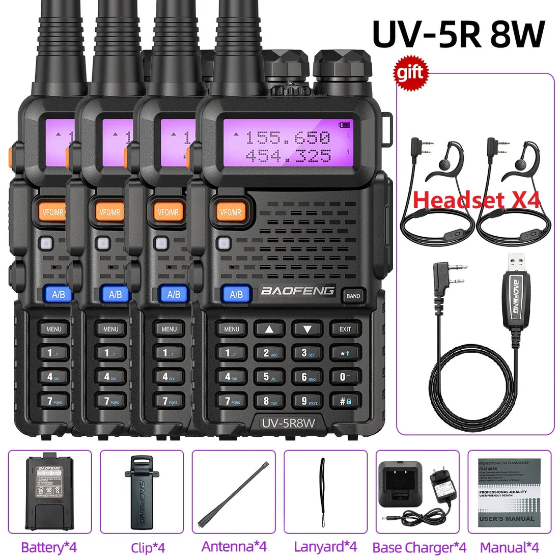 Baofeng UV-5R 8W Dual-Band Long-Range Walkie Talkie
