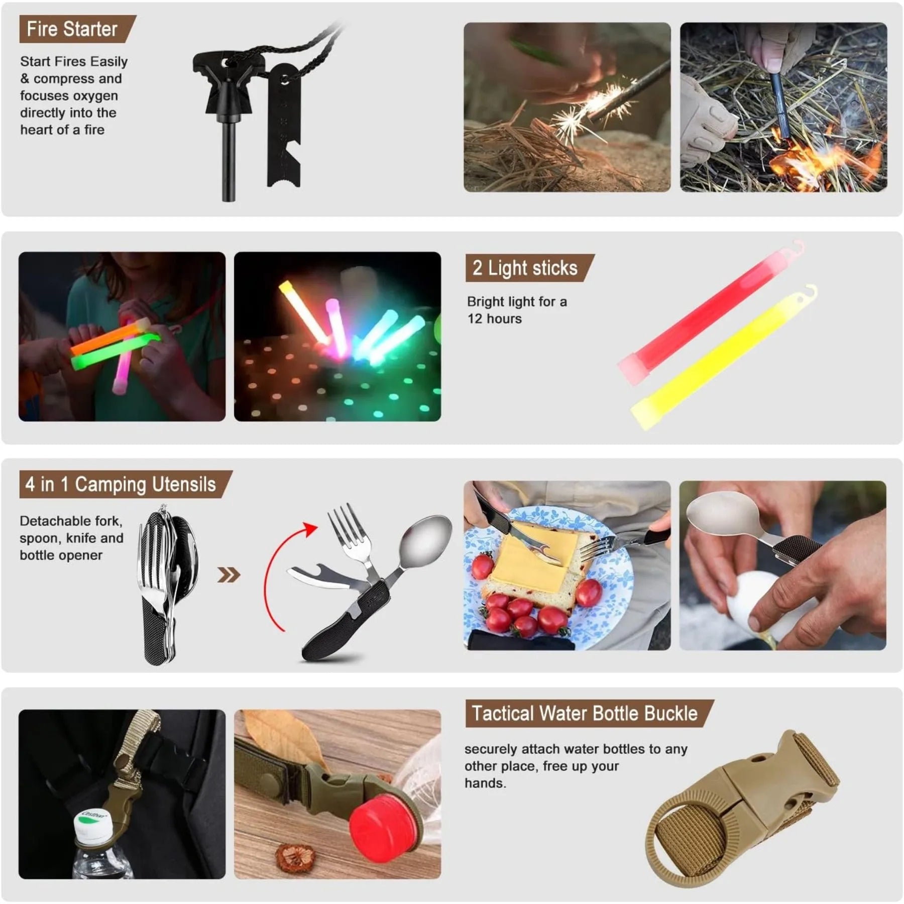 238Pcs Emergency Survival Kit, Professional Survival Gear Tool with Tactical Molle Pouch and Emergency Tent for Earthquake