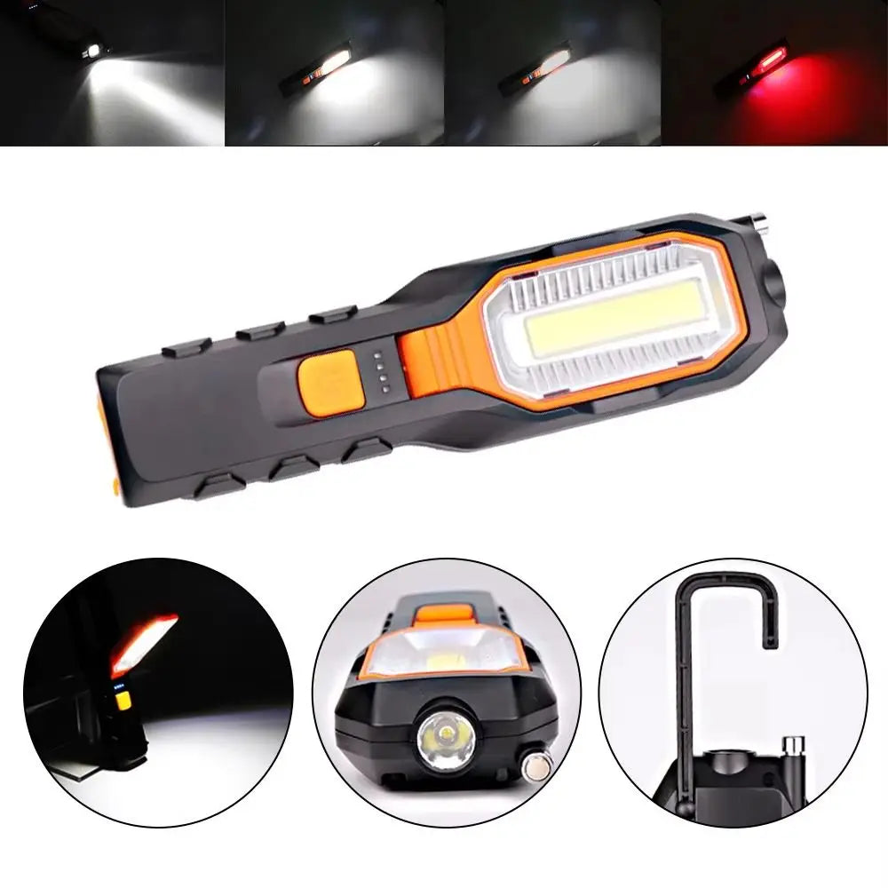 Rechargeable COB LED Work Light with Red Strobe – Portable Emergency & Utility Light (4 Modes)
