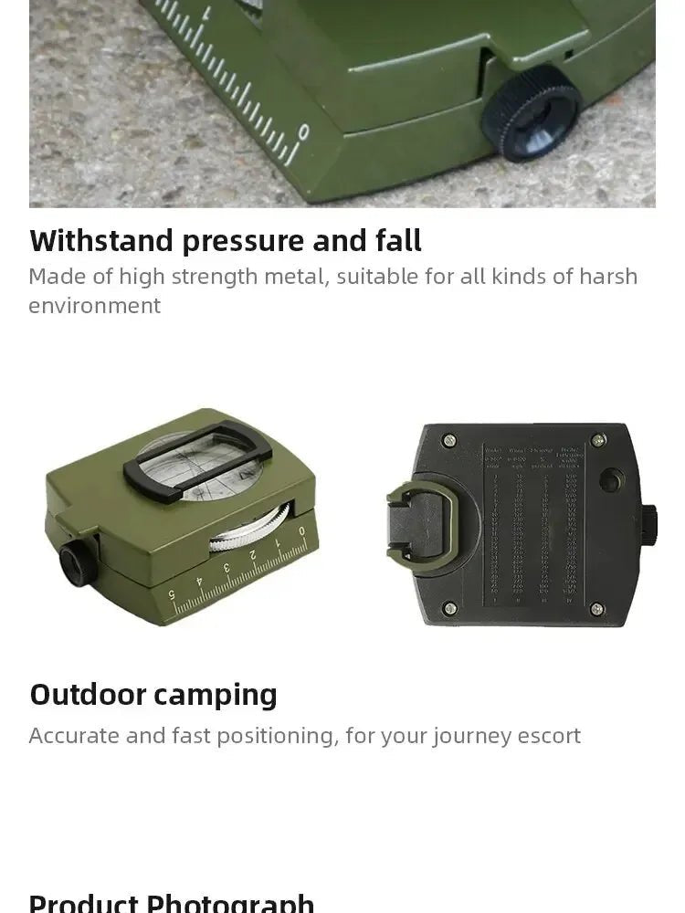 High Precision Compass Professional Outdoor Camping Multifunctional Military Green Precise Geological Tactical Compass - BSG