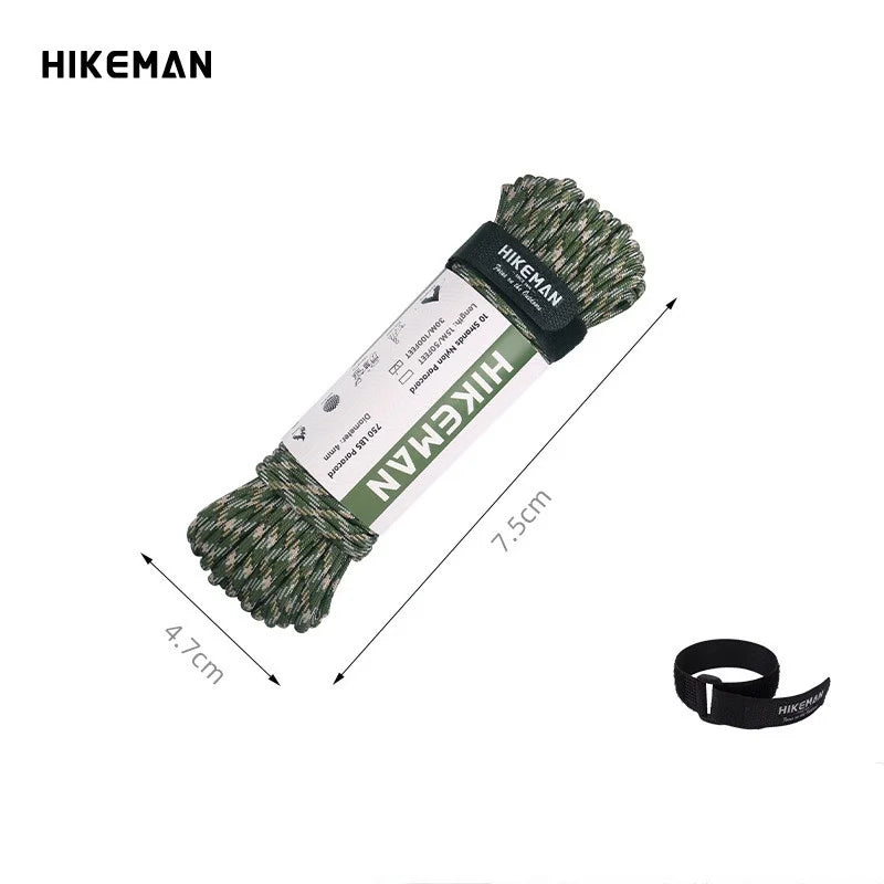 10-Core 750 LBS Paracord 15 M Dia.4mm Reflective Nylon Paracord DIY Rope Outdoor Camping Tent Accessories