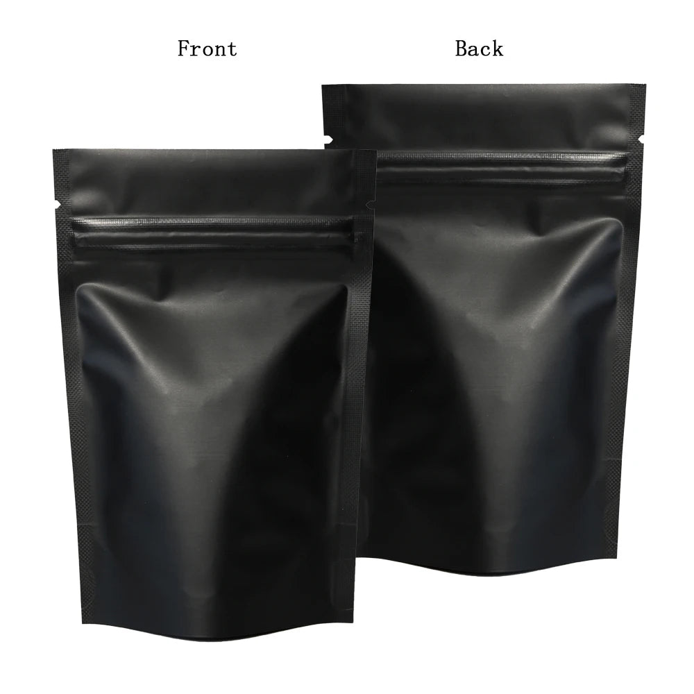 High Quality 100pcs Heat Seal Zip Lock Package Bags Aluminum Foil Mylar Tear Notch Matte Black Stand Up Bag Wholesale - BSG