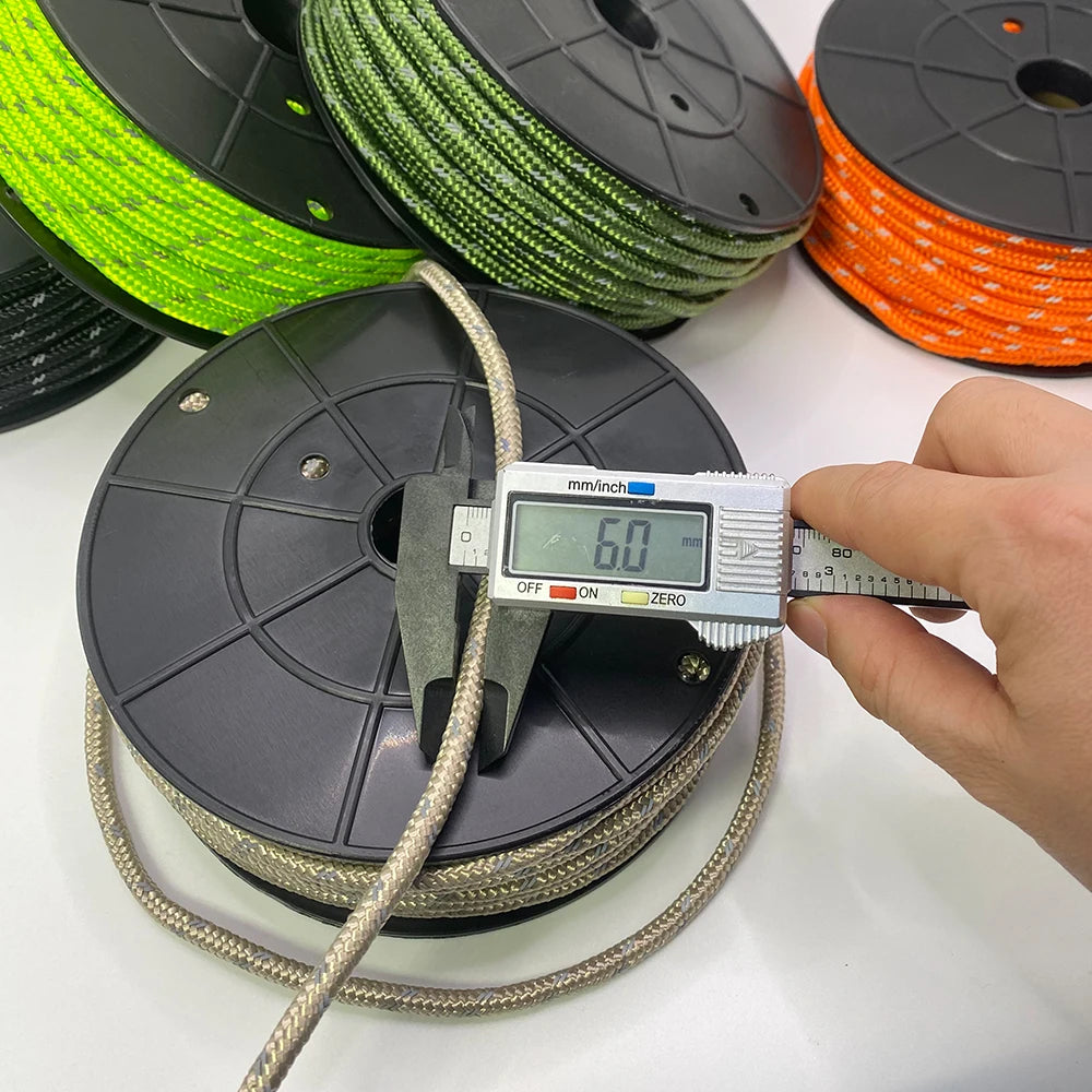 Paracord reflectante de 30 m, 6 mm, para exteriores, para supervivencia, camping, resistente, para tienda de campaña, tendedero